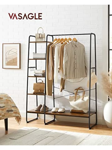 Songmics Standgarderobe in Schwarz/ Braun - (B)120 x (H)160 x (T)45 cm