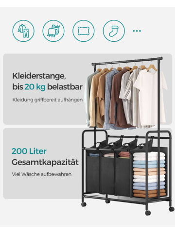 Songmics Wäschekorb in Schwarz - (B)102,1 x (H)172 x (T)44 cm