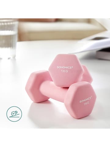 Songmics 7tlg. Set: Hanteln mit Stander in Rosa/ Hellblau/ Dunkelblau