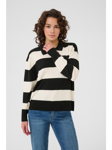 Kaffe Poloshirt in Creme/ Schwarz