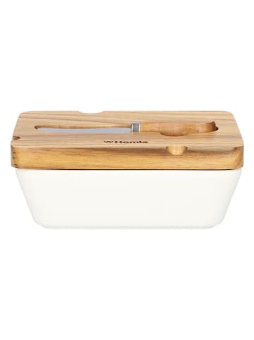 Homla Butterdose ''Mooka'' in Weiß/ Hellbraun - (L)16 x (B)11 cm