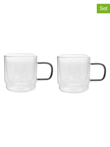 Homla 2-delige set: koppen "Cembra Retro" transparent/groen - 320 ml