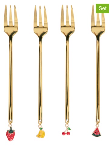 Homla 4er-Set: Edelstahl-Dessertgabeln "Blane Summer" in Gold