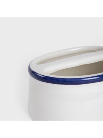 Homla Voorraadpot "Modern Hamptons" wit/donkerblauw - (B)13,5 x (H)7,5 cm
