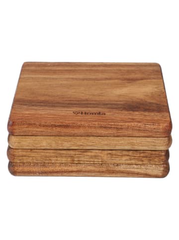Homla Podkładki stołowe (4 szt.) "Mooka" w kolorze jasnobrązowym - 10 x 10 cm