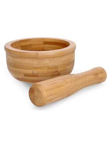 Homla 2tlg. Set: Mörser mit Stößel "Bambou" in Hellbraun