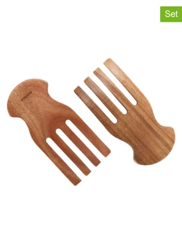 Homla 2er-Set: Salatlöffel "Mooka" in Hellbraun - (L)18 cm