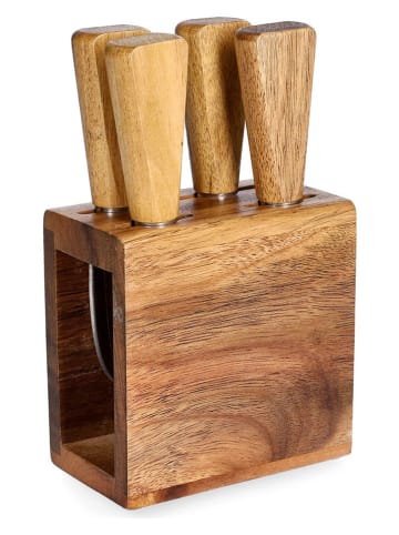 Homla 5-delige kaasmessenset "Mooka" lichtbruin - (B)10 x (H)17 x (D)6 cm