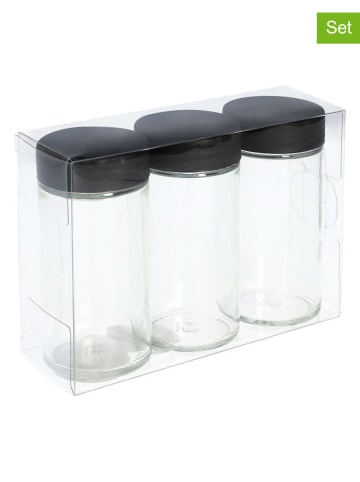 Homla 3-delige set: kruidenstrooiers zwart - (H)9 x Ø 4 cm