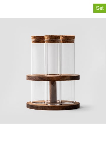 Homla 5-delige set: kruidenboard "Alzarsi" bruin - (H)13 cm