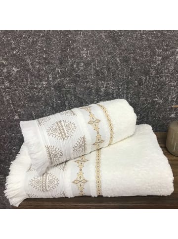 Homla Ręcznik prysznicowy "Solta" w kolorze kremowym - 130 x 70 cm