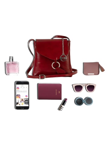 Mia Tomazzi Leren schoudertas "Ortica" rood - (B)22 x (H)20 x (D)5 cm