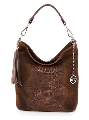 Mia Tomazzi Leder-Schultertasche "Rozzano" in Dunkelbraun - (B)26 x (H)28 x (T)12 cm