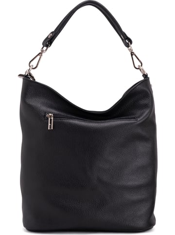 Mia Tomazzi Leren schoudertas "Sabaudia" zwart - (B)26 x (H)28 x (D)12 cm