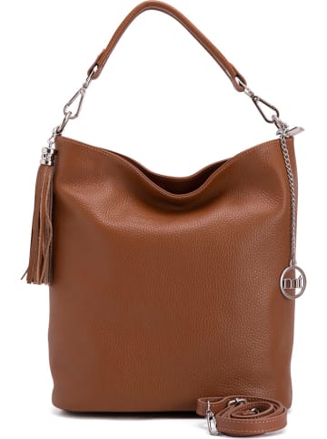 Mia Tomazzi Leder-Schultertasche "Sabaudia" in Braun - (B)26 x (H)28 x (T)12 cm