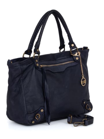 Mia Tomazzi Leder-Schultertasche "Comasina" in Schwarz - (B)35 x (H)30 x (T)9 cm