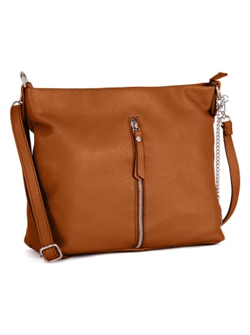 Mia Tomazzi Leder-Umhängetasche "Alerami" in Hellbraun - (L)30 x (B)10 x (H)24 cm
