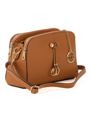 Mia Tomazzi Leder-Umhängetasche "Certosa" in Hellbraun - (B)24 x (H)16 x (T)8 cm