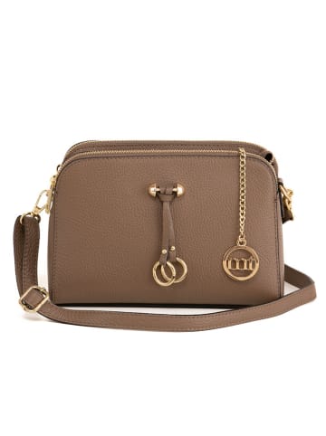 Mia Tomazzi Leren schoudertas "Certosa" taupe - (B)24 x (H)16 x (D)8 cm