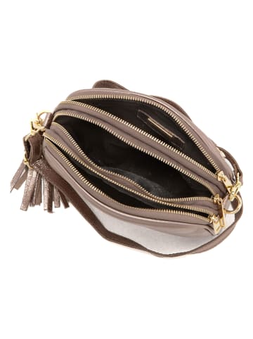 Mia Tomazzi Leren schoudertas "Gradisca" goudkleurig - (B)22,5 x (H)16 x (D)7 cm