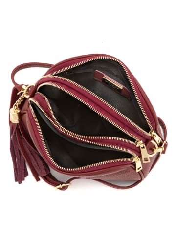 Mia Tomazzi Leder-Umhängetasche "Gradisca" in Bordeaux - (B)22,5 x (H)16 x (T)7 cm