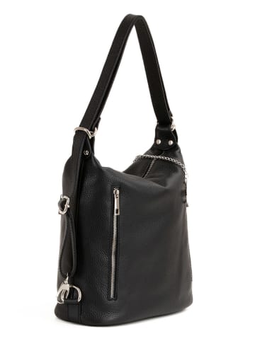Mia Tomazzi Leder-Rucksack "Giulianova" in Schwarz - (B)28 x (H)29 x (T)12 cm