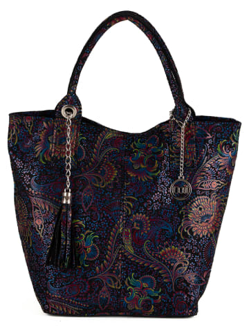 Mia Tomazzi Skórzana torebka "Liberazione" w kolorze czarnym ze wzorem - 20 x 35 x 18 cm