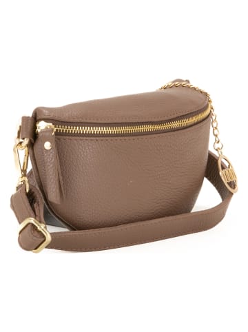 Mia Tomazzi Leder-Brustbeutel "Perugino" in Taupe - (B)23 x (H)13 x (T)2 cm