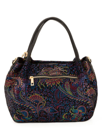 Mia Tomazzi Leren handtas "Gonfalone" zwart/meerkleurig - (B)24 x (H)21 x (D)13 cm
