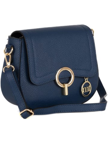 Mia Tomazzi Skórzana torebka "Carracci" w kolorze granatowym - 23 x 18 x 7 cm