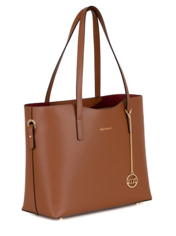 Mia Tomazzi Leder-Schultertasche "Gracchi" in Hellbraun - (B)35 x (H)30 x (T)15 cm