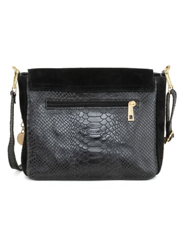 Mia Tomazzi Leren schoudertas "Marostica" zwart - (B)26 x (H)21 x (D)10 cm