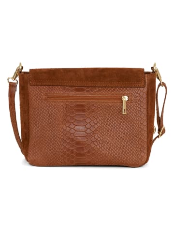 Mia Tomazzi Leder-Umhängetasche "Dergano" in Cognac - (B)26 x (H)21 x (T)10 cm