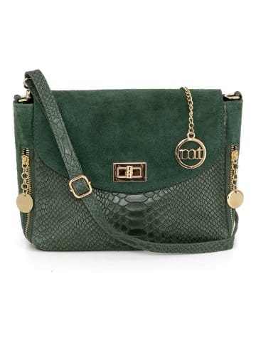 Mia Tomazzi Skórzana torebka "Dergano" w kolorze zielonym - 26 x 21 x 10 cm