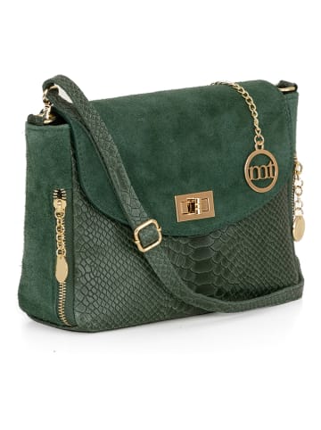 Mia Tomazzi Leder-Umhängetasche "Dergano" in Grün - (B)26 x (H)21 x (T)10 cm