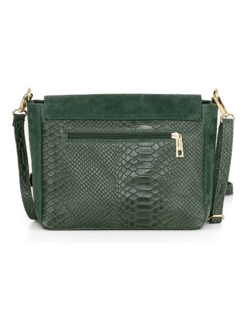 Mia Tomazzi Skórzana torebka "Dergano" w kolorze zielonym - 26 x 21 x 10 cm