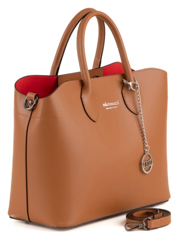 Mia Tomazzi Skórzana torebka w kolorze jasnobrązowym - 32 x 26 x 16 cm