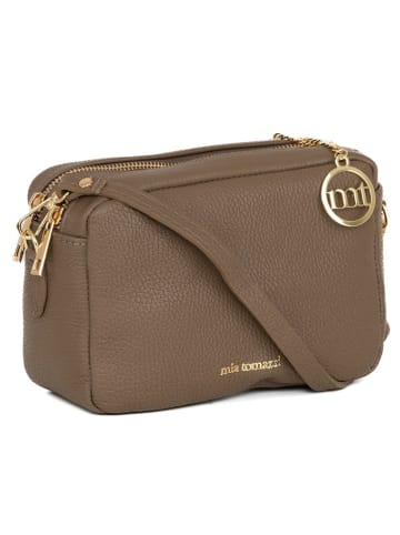 Mia Tomazzi Leder-Umhängetasche in Taupe - (B)23 x (H)16 x (T)11 cm