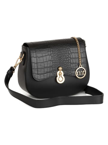 Mia Tomazzi Leder-Umhängetasche "Barbavara" in Schwarz - (B)19 x (H)17 x (T)6,5 cm