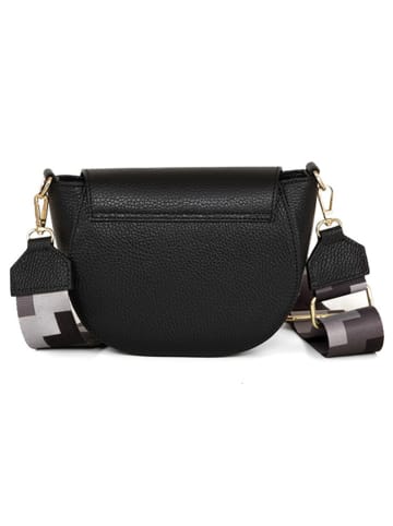 Mia Tomazzi Leren schoudertas zwart - (B)19 x (H)17 x (D)6,5 cm