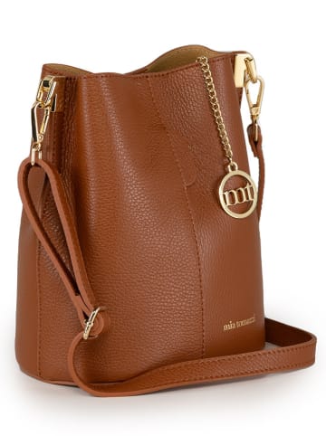 Mia Tomazzi Leder-Umhängetasche "Vepra" in Cognac - (B)20 x (H)23 x (T)14 cm