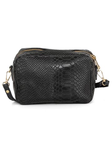 Mia Tomazzi Leder-Umhängetasche in Schwarz - (B)21 x (H)14 x (T)8 cm