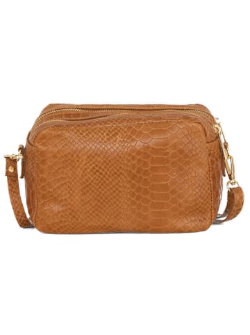 Mia Tomazzi Leren schoudertas camel - (B)21 x (H)14 x (D)8 cm