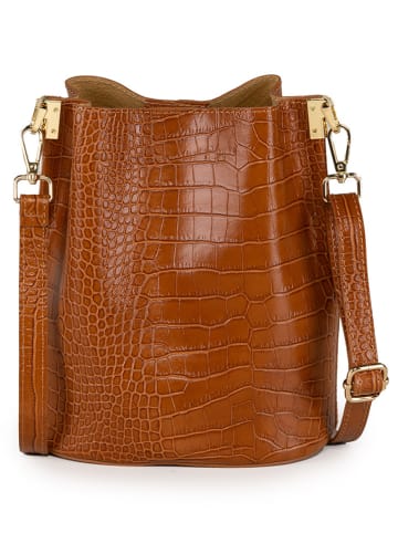 Mia Tomazzi Leder-Umhängetasche in Cognac - (B)20 x (H)24 x (T)15 cm
