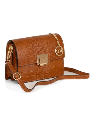 Mia Tomazzi Leren schoudertas lichtbruin - (B)22 x (H)16 x (D)9 cm