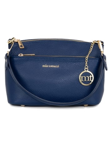 Mia Tomazzi Leder-Schultertasche "Bardolino" in Blau - (B)25 x (H)17 x (T)13 cm