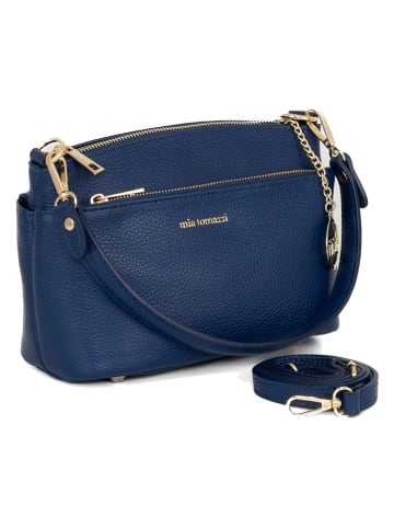Mia Tomazzi Leren schoudertas "Bardolino" blauw - (B)25 x (H)17 x (D)13 cm