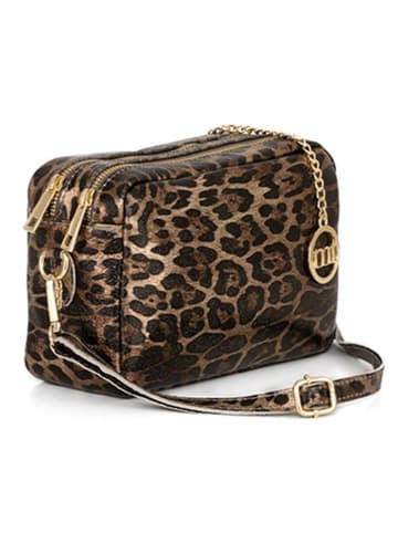 Mia Tomazzi Leren schoudertas "Caltanissetta" lichtbruin - (B)22 x (H)15 x (D)10 cm