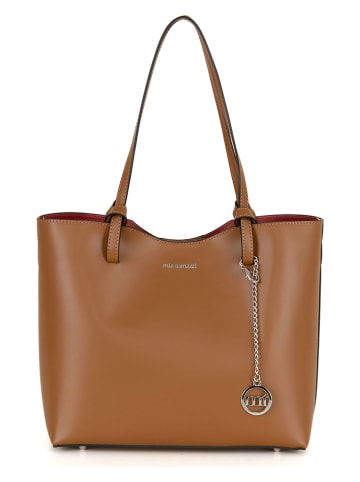 Mia Tomazzi Leder-Schultertasche in Hellbraun - (B)31 x (H)26 x (T)14 cm
