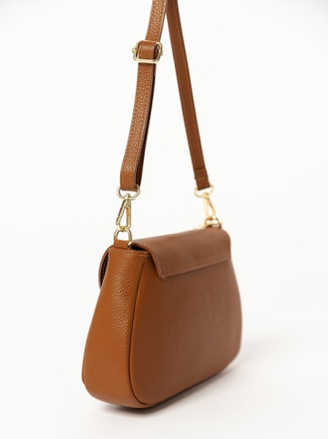 Mia Tomazzi Leder-Umhängetasche "Evaristo" in Hellbraun - (B)23 x (H)16 x (T)6 cm